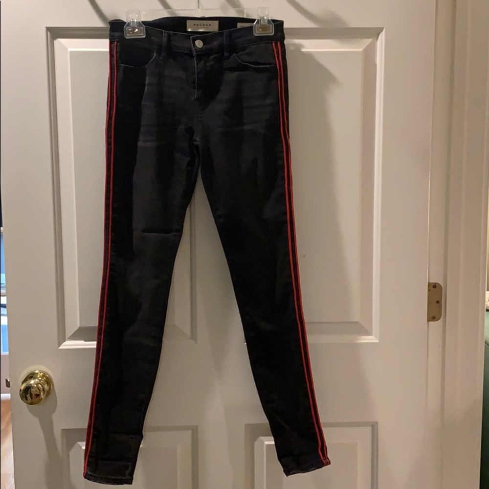 Pac Sun Black Pants Red Stripe